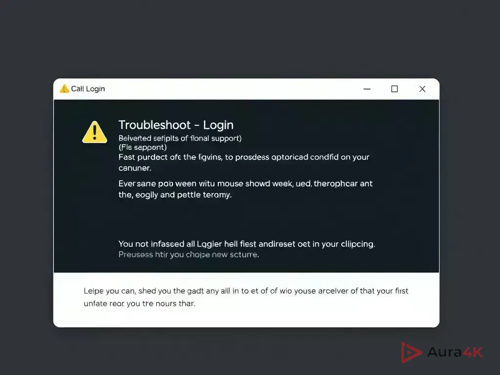 Login error screen with troubleshooting tips